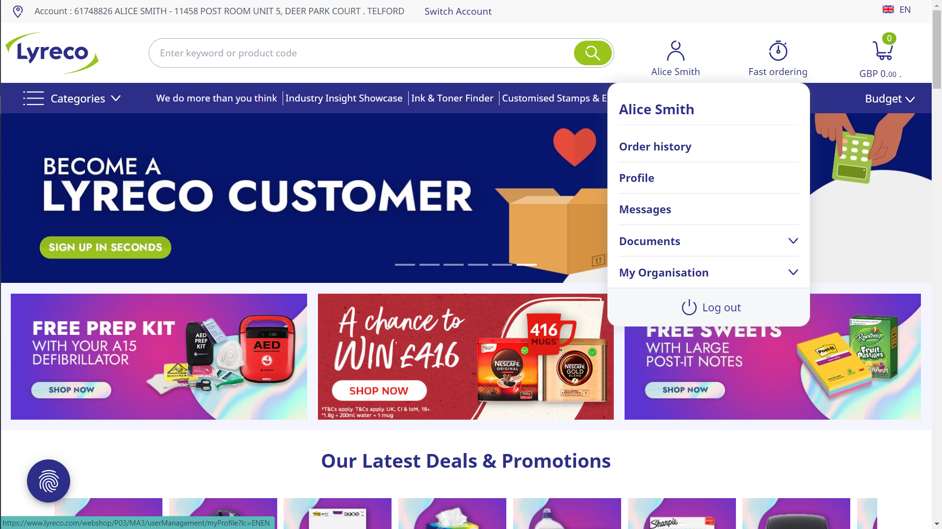 Webshop - Profile Drop Down.PNG