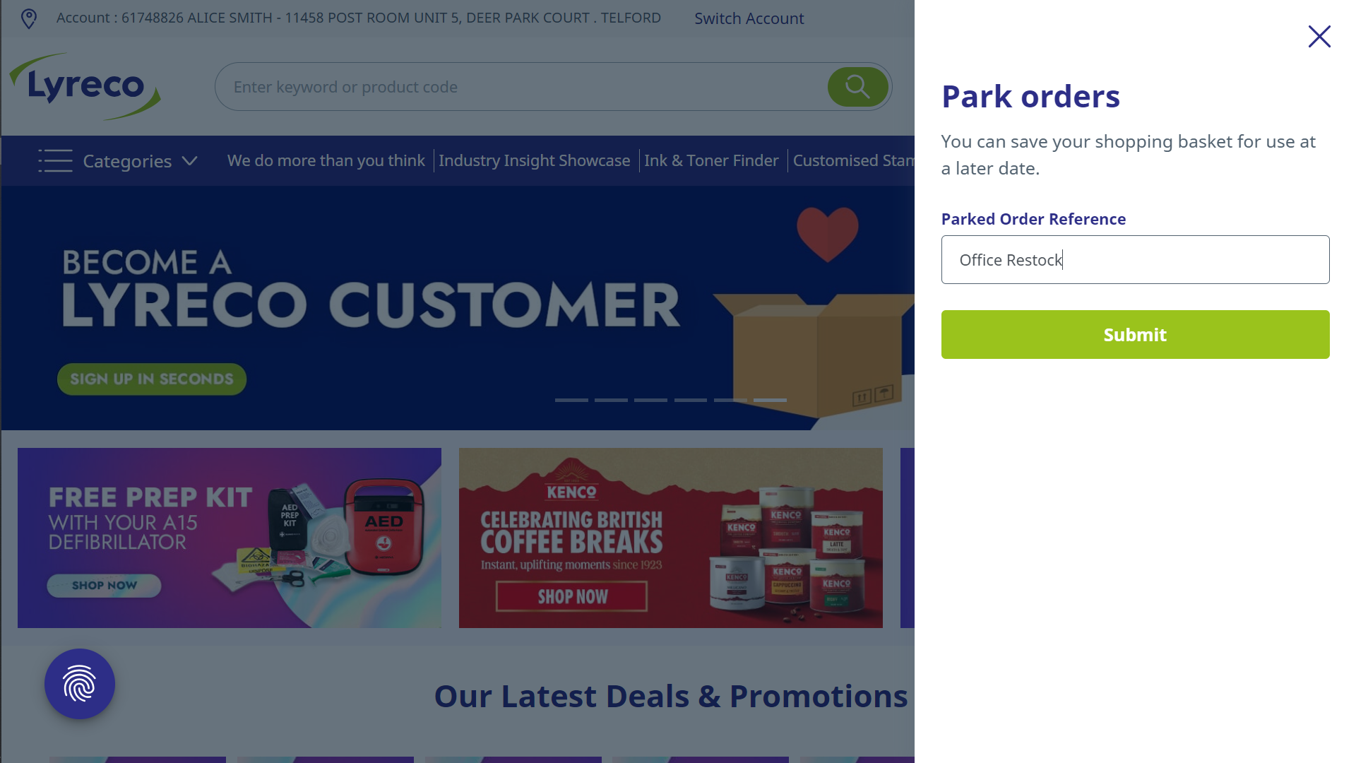Webshop - Basket - Save Order - Order Reference.PNG